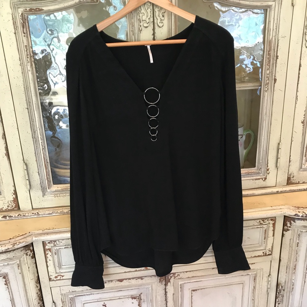 Free People NWT black shirt size Medium - Picture 1 of 8